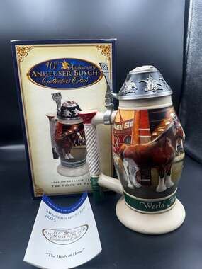 ANHEUSER-BUSCH Clydesdale Beer Stein, 10th Anniversary Collector's Club